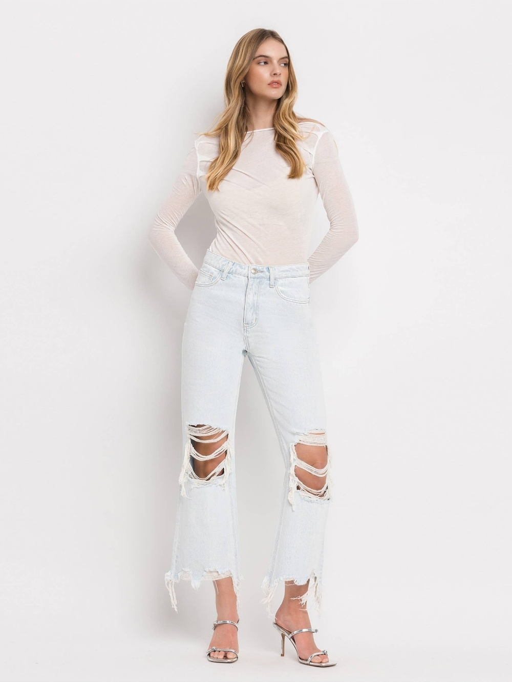 Vervet 90's Vintage Super High Rise Crop Flare Jeans Size 25